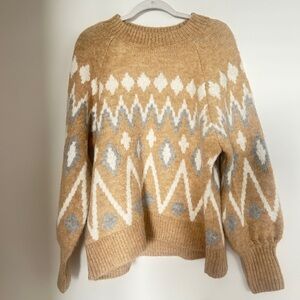 A New Day Tan and White Knit Sweater